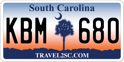 SC license plate KBM680