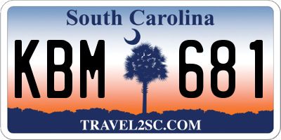 SC license plate KBM681