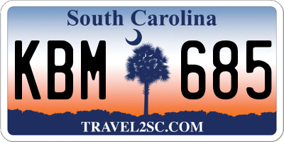 SC license plate KBM685