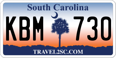 SC license plate KBM730