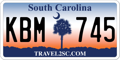 SC license plate KBM745