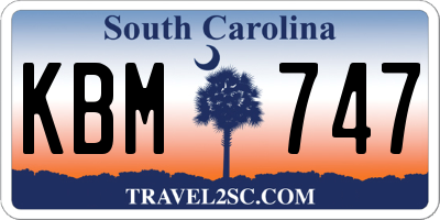 SC license plate KBM747