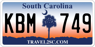 SC license plate KBM749