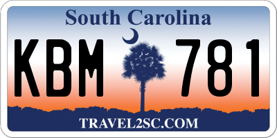 SC license plate KBM781