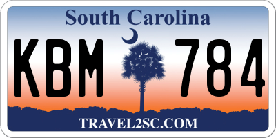 SC license plate KBM784