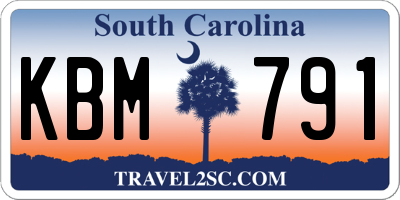SC license plate KBM791