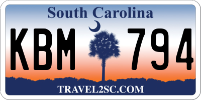 SC license plate KBM794