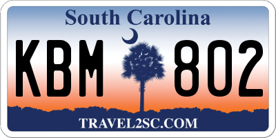 SC license plate KBM802