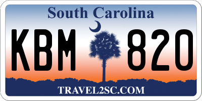 SC license plate KBM820