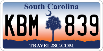 SC license plate KBM839
