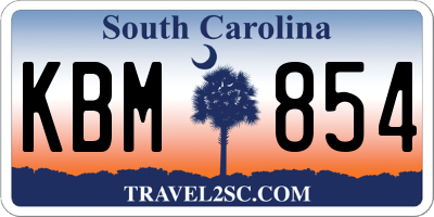 SC license plate KBM854