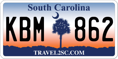 SC license plate KBM862