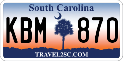 SC license plate KBM870