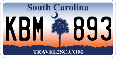 SC license plate KBM893