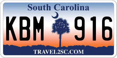 SC license plate KBM916