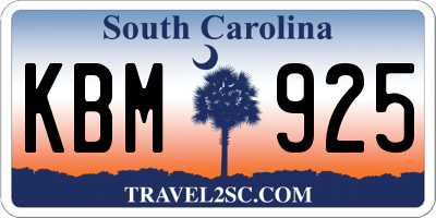 SC license plate KBM925