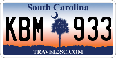 SC license plate KBM933