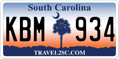 SC license plate KBM934