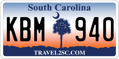 SC license plate KBM940