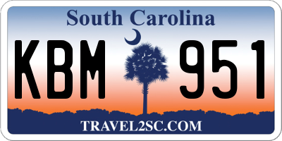 SC license plate KBM951