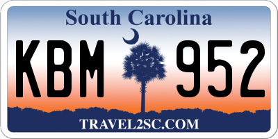 SC license plate KBM952