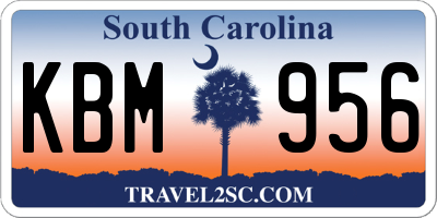 SC license plate KBM956