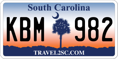 SC license plate KBM982