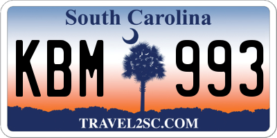 SC license plate KBM993