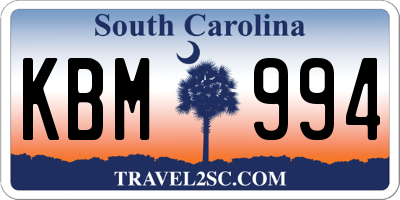 SC license plate KBM994