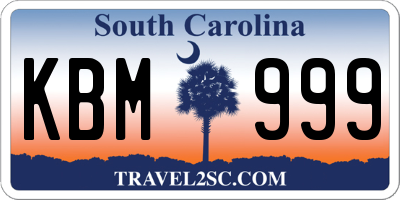 SC license plate KBM999
