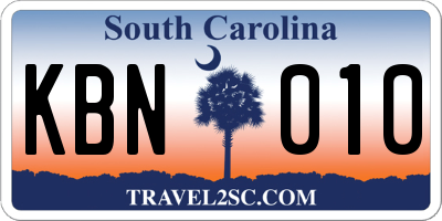 SC license plate KBN010
