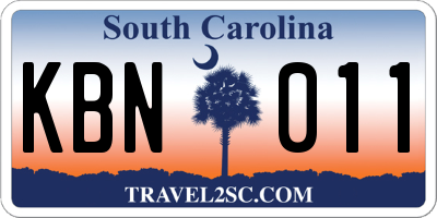 SC license plate KBN011