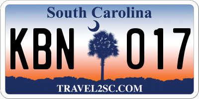 SC license plate KBN017