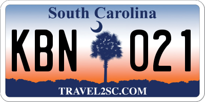 SC license plate KBN021