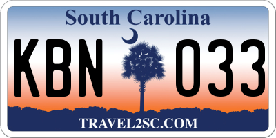 SC license plate KBN033