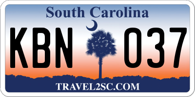 SC license plate KBN037
