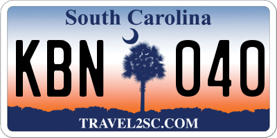 SC license plate KBN040