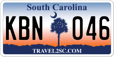SC license plate KBN046