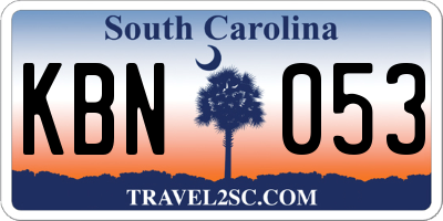 SC license plate KBN053