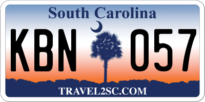 SC license plate KBN057