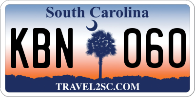 SC license plate KBN060