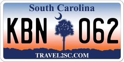 SC license plate KBN062