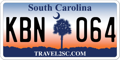 SC license plate KBN064