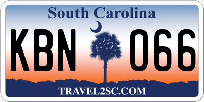 SC license plate KBN066