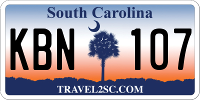 SC license plate KBN107