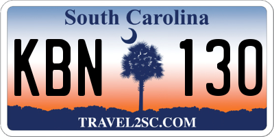 SC license plate KBN130