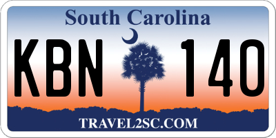 SC license plate KBN140
