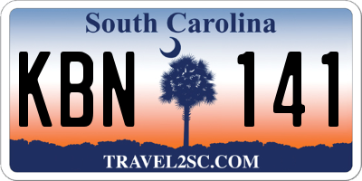 SC license plate KBN141