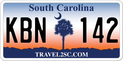 SC license plate KBN142