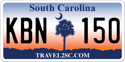 SC license plate KBN150